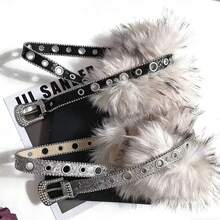 Plush Women's Wide Waist Belt, Retro Buckle Personalized Copper Tone Casual Jeans Belt, Shiny Party Accessory, All Season - Plush Belt - View 2