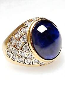 1pc Men's Fashion Luxury Blue Zirconia Ring, Suitable For Wedding, Engagement, Party, Valentine's Day Gift - Gold - View 10