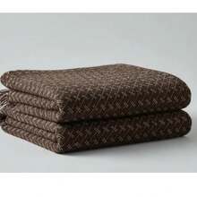 Luxurious Striped Sofa Throw 180x240 Handmade Decoration - 深棕色帶白色條紋 - 查看 4