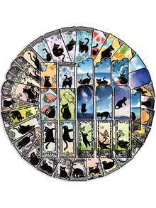 Meow's Secret PET Stickers, Cartoon Black Cat Stickers For Luggage, Scrapbooking, Phone Cases - Graffiti Stickers - View 2