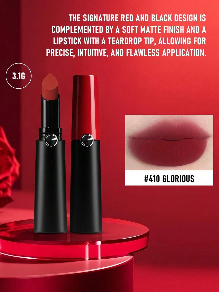 Giorgio Armani Lip Power 霧面唇膏 #410 Glorious Color 3.1g/0.11 Oz | 強烈霧面妝效 | 輕盈高顯色配方 | 滋養 | 持久 | 舒適 | 奶油轉粉質觸感 - 410 Glorious - 查看 1