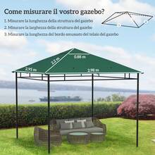 Outsunny Tetto di Ricambio 3x3m, Telo Sostitutivo per Gazebo da Giardino in Poliestere con Foro di Ventilazione - verde - Visualizzare 4