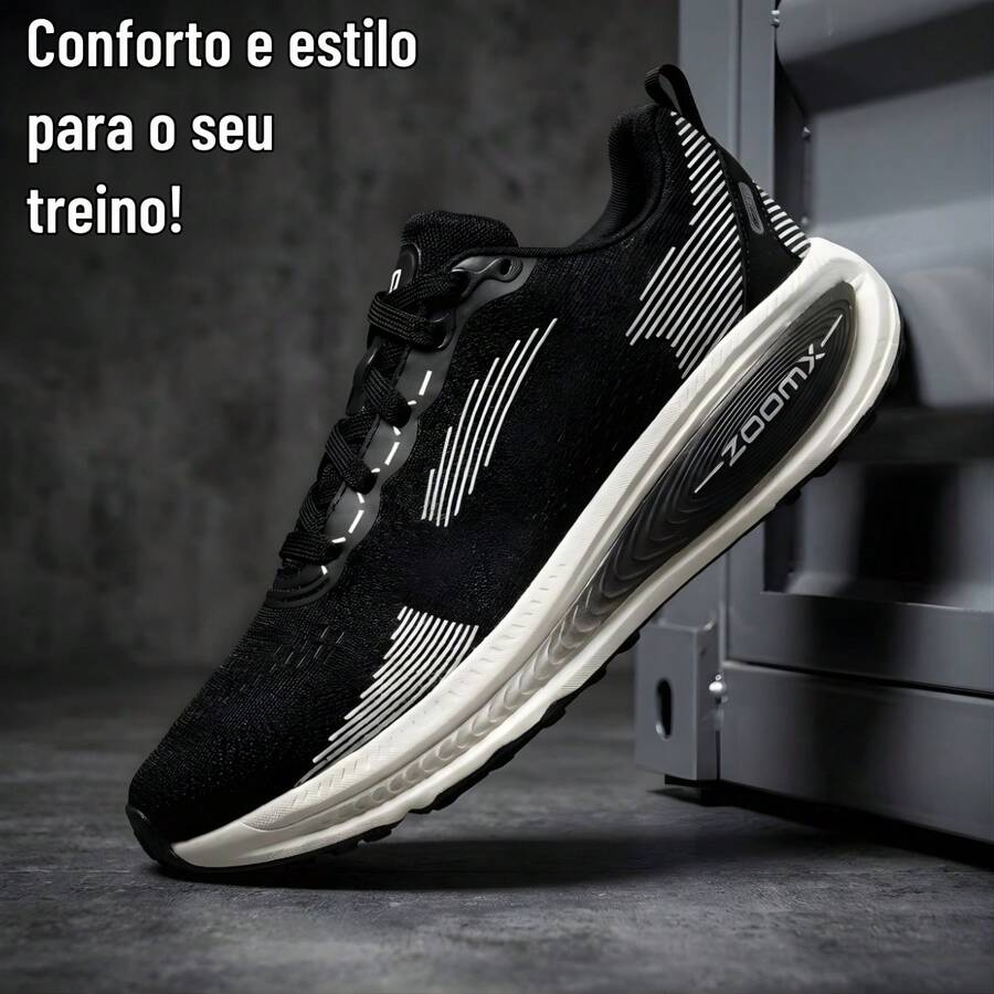 ZX Men's Running And Training Shoes - Breathable And Durable With Anatomical Insole And Rubber Outsole - Black and White - View 1