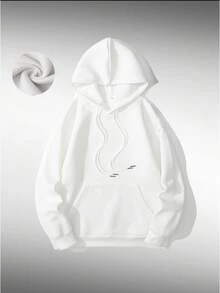 Solid Color Sweatshirt Men's Hoodie Women's Simple Casual Solid Color Pullover Hooded Long Sleeve Hoodie With Drawstring Oversize Fall Clothes Winter Clothes Lover's Gift Valentine's Day Gift - 白色 - 查看 5