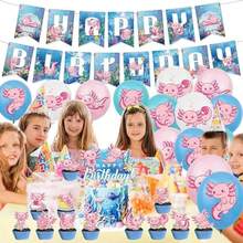 DAxolotl Birthday Decorations Banner Cake Topper Cupcake Toppers Balloons In Multiple Colors Cartoon Pattern For Axolotl Lovers' Birthday Party - 多種顏色 - 查看 6