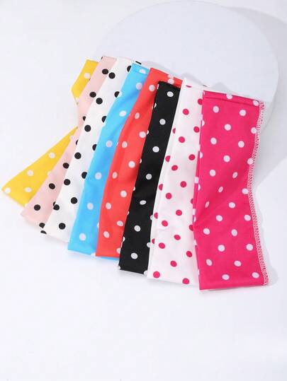 8pcs Women's Fashion Polka Dot Elastic Yoga Headbands, Colorful Dopamine Inspired Hair Accessories, Sweat-Absorbent Sports Fitness Headwraps, Suitable For Daily, Spring/Summer, Vacation & Leisure Wear Summer Beach Hair Bands