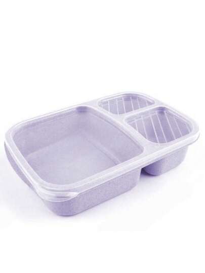 Caja bento de 3 compartimentos con tapa, morado/transparente