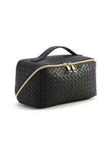 1 pieza Bolsa de maquillaje portátil de gran capacidad con compartimentos, diseño minimalista de moda con cremallera dorada, adecuada para almacenar cosméticos diarios, cuidado de la piel, artículos de tocador de viaje, se puede usar como regalo, accesorio de cremallera, bolsa, bolsa de maquillaje, viaje, organizador de cosméticos, bolsa de almacenamiento, artículos esenciales de viaje, bolsa de viaje para cosméticos, organizador de maquillaje, bolsa de tocador, bolsa de viaje, artículos esenciales de vacaciones, regalos para mujeres - Multicolor - Ver 16