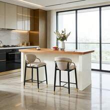 Barstools - أسود + ذهبي + بني فاتح + قماش - مشاهدة 1