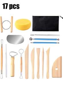 陶艺工具套装，陶艺工具，工具套装，陶艺聚合物粘土工具，陶瓷工具，带点彩工具的粘土雕塑工具，用于造型、打磨、清洁、雕刻、塑形和雕塑的造型粘土 - 彩色 - 查看 12