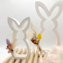 1pc Rabbit Shaped Decorative Mold, Hollow Rabbit Plaster Candle Holder Mold, Easter Rabbit 3D Decor, Silicone Mold - White - View 3
