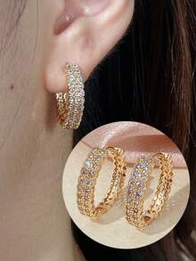 1对女士耳环，奢华时尚圈形耳环，精致复古优雅耳环，女神风耳环 - 耳圈 - 查看 10