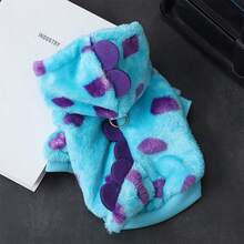 恐龙尾巴造型可爱加厚法兰绒宠物外套，带帽毛绒冬装 - 彩色 - 查看 13