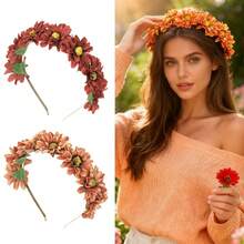 1pc Elegant Boho Style Sunflower Fabric Headband, Fashionable Bridal Photoshoot Accessory - Multicolor - View 1