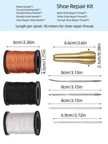 Shoe Repair Tool Kit (Includes 4 Different Awl Tips And 3 Rolls Of Heavy Duty Cobbler's Thread) - For Repairing Shoes, Boots, Leather, Canvas, Or Sewing Leather Crafts - Shoe Repair Awl Set - View 7