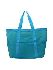 1pc Mesh Beach Bag, Bathroom Bag, Toy Storage Bag, Large Capacity Hollow Mesh Bag, Travel Toiletry Bag - Multicolor - View 14