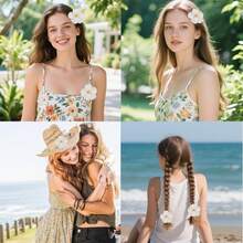 1pc Hawaiian Flower Hair Clips, Artificial Flower Hair Clips For Women, Hibiscus Flower Hair Clips, Lotus Flower Hair Clips, Suitable For Holiday Beach Party, Summer Tropical Flower Hair Accessories, Wedding Party, Gift For Girls, Mother's Day, Hair Claws, Hair Clips, Hair Pins, School Supplies, Head Accesssories - trắng - Xem 7