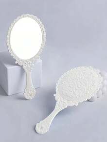 1pc Vintage Pattern Mirror, Large Makeup Mirror, Suitable For Home, Bedroom, Office, Handheld Mirror, Portable Dressing Mirror - Multicolor - View 7