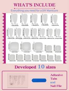 48片/2套方形美甲贴纸，黑色法式美甲，白色波点简约亮面全覆盖美甲贴，适合女性和女孩春季美甲，日常佩戴 - 彩色 - 查看 4