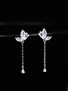1 Par de Brincos de Borboleta Minimalista e Doce com Borla em Prata Esterlina 925, Projetado para Meninas, Hipoalergênico, Inclui Brincos de Borboleta e Cubic Zircônia, Adequado como Presente de Aniversário para Meninas - Borboleta - Visão 10