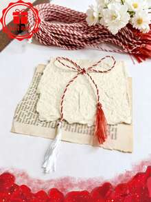 10/4 手工红白流苏，2026市场款，寓意好运，民族风饰品，适合搭配珠宝、胸针和礼盒配件 - 蝴蝶型 - 查看 6