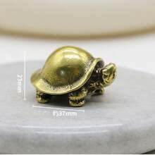 Vintage Solid Brass Turtle Sculpture – Antique-Style Desktop Ornament, Turtle Shell Pattern Office Desk Decoration, Handcrafted Metal Ornament. - 1PC - View 3