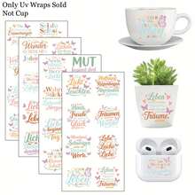 32pcs German Positive Quote Stickers Theme Rub On Transfer Stickers Decals Set - Butterfly Motivational Sayings Transfer Paper For Furniture, Glass, Easy Apply DIY Home & Life Inspired Self-Adhesive Plastic Decals - Multicolor - View 7