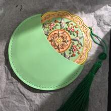 Palace Museum Cultural And Creative Products, Dunhuang-Style Caisson Ceiling, Exquisite Portable Makeup Mirror For Women, Ancient Style Portable Souvenir. - Green - View 4