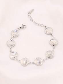 1pc Stainless Steel Hollow Ocean Shell Bracelet For Women Fashion 18K Gold Plated Simple Waterproof Chain Bracelets Jewelry Gift - Bracelet - View 5