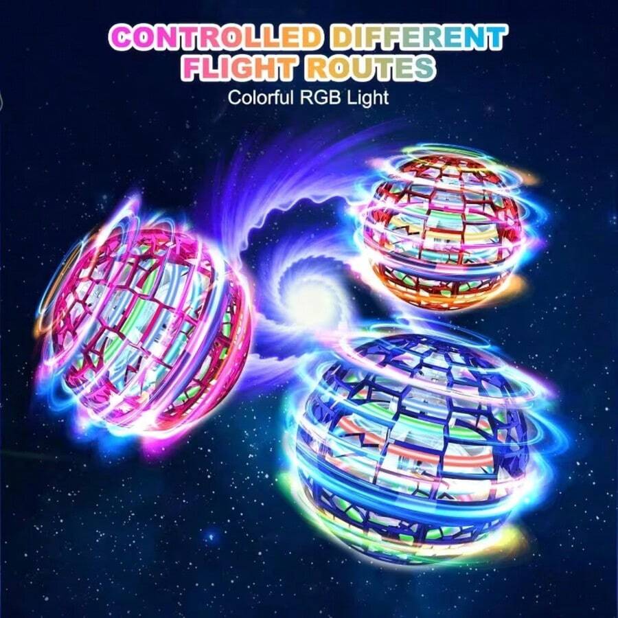 Suspended Rotating Anti-Gravity Rebound Flying Toy Powered  USB,  LED Light That Can Float And Fly. Lightweight Rotating Flying Ball Is Suitable As A Gift For Boys, Girls And Teenagers For Outdoor Activities,  Doesn't Require Batteries. - 紅色 - 查看 1