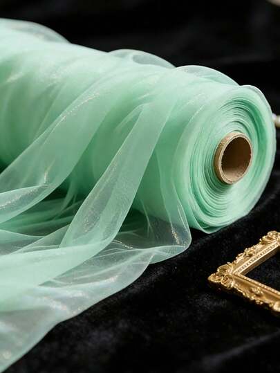 1 Roll, (90m/295ft), (50m/164ft) Light Green Rolled Sheer Mesh Tulle Decorative Fabric, Top Choice For Romantic Wedding Decorations, Suitable For - Celebrations, Stage Decorations, Ceremony Backdrops, Table And Chair Props And Gazebos, Dessert Table Decorations, Proposals, Valentine's Day, Carnivals, Bridal Showers