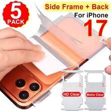 5Pcs Compatible With IPhone 17 Pro Max Air 17 Pro 17 PM 17 Air Matte Side Frame Back Full Coverage Protective Film Compatible With IPhone 17 Border Hydrogel Film - Clear - View 17