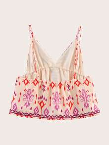 Women's Vacation Geometric Print Ruffle Strap Camisole Top, Summer - Multicolor - View 2
