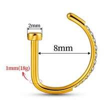 1PC ASTM F136 Titanium CZ Fake Nose Rings Hoops D Shaped Screw Nose Studs Ring Clip On Nose 18G Piercing Body Jewelry For Women Men Fashion - D Ring - View 4