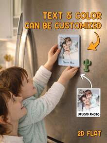 Custom Photo Couples Besties Family With Message - Personalized Acrylic Fridge Magnet - As Shown - View 1