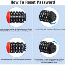 Candado de cadena de bicicleta resistente de 3.2 pies con combinación de 5 dígitos, cadena resistente a cortes de 6 mm para bici - como en la foto - Ver 4