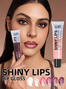 USHAS唇彩，保湿闪亮液体唇膏，镜面般光泽，持久防水，高显色度，适合所有肤质 - #05 - 查看 2