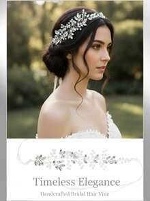 1 Stück handgefertigter Marquise-Strass Braut Haarreif - elegantes Blattdesign Hochzeit Haarband für Bräute und Brautjungfern, funkelndes Abschlussball Haaraccessoire - Silber - Übersicht 3