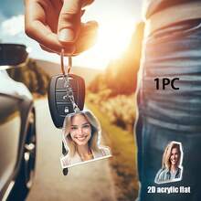 1 Piece/6 Pieces Photo Custom Acrylic Key Pendant, Special-Shaped Acrylic Car Key Ring, Backpack Pendant, Couple, Friend, Pet, Double-Sided Effect, Custom-Shaped Effect According To Photo, Regular Love Shape, Etc - 1 - View 1