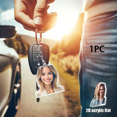 1 Piece/6 Pieces Photo Custom Acrylic Key Pendant, Special-Shaped Acrylic Car Key Ring, Backpack Pendant, Couple, Friend, Pet, Double-Sided Effect, Custom-Shaped Effect According To Photo, Regular Love Shape, Etc