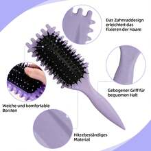 Curly Hair Brush With Flexible Bristles And Special Design For Defining Curls Without Pulling Suitable - 紫色 - 查看 3