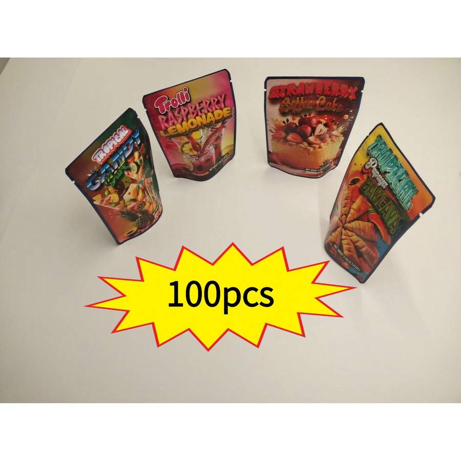 100pcs 3.5g Mylar Bags |     Exotic, Gift, Storage, Ziplock, Party Packs, Zipper, Resealable Bags |     Suitable For Christmas, Halloween, Event Party |     Style 96, Made Of Polypropylene. - 100 CÁI - Xem 1