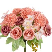1/3/80 piezas Ramo de flores artificiales de rosa e hortensia, adecuado para boda, hogar, restaurante, dormitorio, decoración de jarrón, fiesta de cumpleaños, decoración de boda, ramo de Año Nuevo, regalo del Día de San Valentín, material DIY de Año Nuevo, plantas artificiales, decoración de primavera, habitación, mesa, decoración de jardín, decoración de habitación, regalo del Día de San Valentín, regalo de graduación - Rosa melocotón - Ver 2