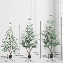 LEMEGO Upgraded Olive Tree Artificial Plants 6ft 7ft Faux Olive Trees With 3 Branches And Lifelike Fruits Outdoor Indoor Realistic Potted Plant For Mordern Home Office Living Room Decor - 綠色 - 查看 9