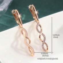 1 Pair Fashionable & Elegant Long Earrings, Luxurious Interwoven Design. The Elegant Earring Combination Is Made Of Zirconia, Suitable For Daily And Holiday Wear, A Perfect Gift For Her - Rose Gold - View 8