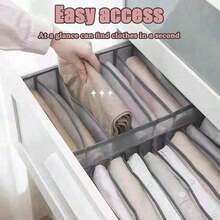 Foldable Drawer Clothes Organizer, Washable Mesh Storage Box With Divider Grids (7 For Leggings/Pants, 9 For T-Shirts), 36*25*5cm For Socks Bras Underwear, Space-Saving For Dorm Bedroom - Gray - View 2