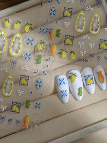 1Pc Bohemian Style Nail Art Stickers , Lemon,Fish Phone Case DIY Stickers, Fruit Painting Nail Art Stickers - Multicolor - View 9