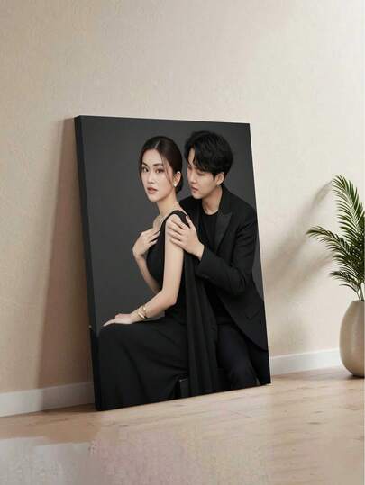 Framed Valentine's Day Canvas Poster, Rainy Flower Alley, Rose Lighting, Impressionist Oil Painting Style Wall Art Canvas, Ideal Gift For Bedroom, Living Room, Corridor, Wall Art, Room Decor, 2D Flat