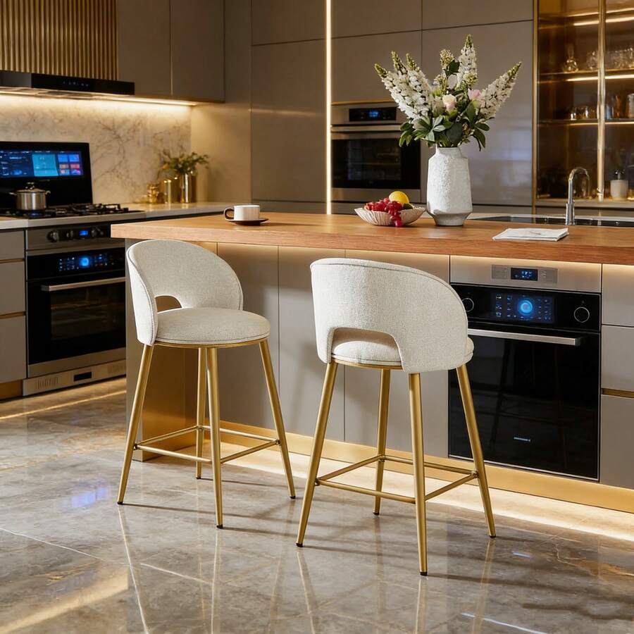Sgabelli bar - Beige + Tessuto - Visualizzare 1