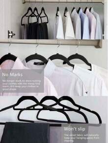 10 Premium Non-Slip Velvet Clothes Hangers - Black - View 5